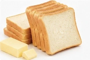 Sliced soft toast bread with butter